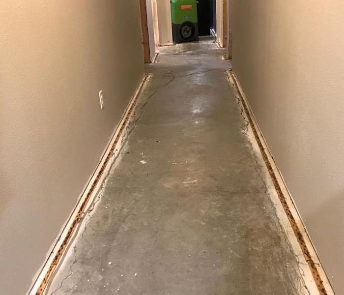 Water loss hallway after mitigation