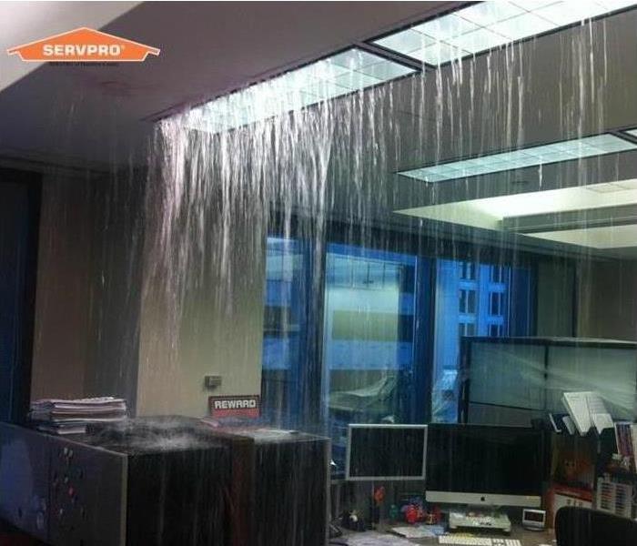  When Disaster Strikes - image of water pouring from ceiling
